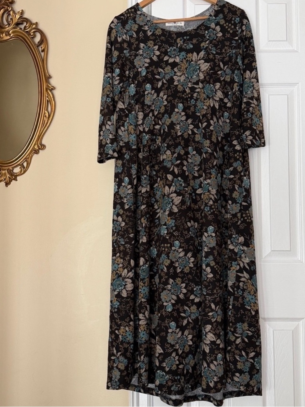 Natural Life Knit Maxi Dress floral print pockets Prairie cottage core prairie